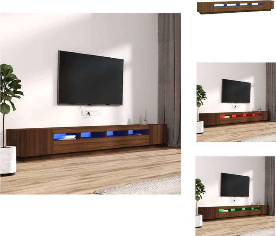 VidaXL TV-meubel LED-verlichting bruineiken set van 2 100 x 35 x 40 cm (B x D x H) USB-aansluiting Kast