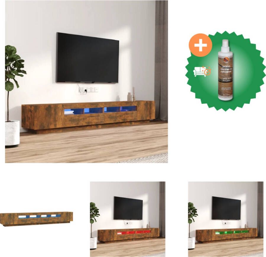 VidaXL TV-meubel TV-kasten met LED-verlichting 100x35x40cm Gerookt eiken Kast Inclusief Houtreiniger en verfrisser