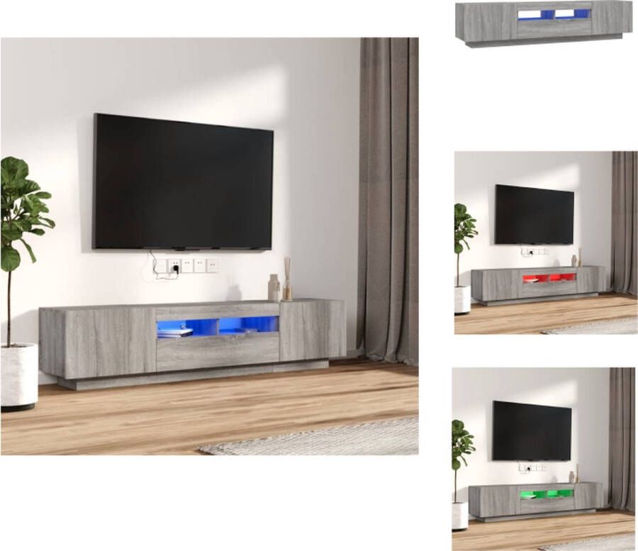 vidaXL TV-Meubel LED-verlichting grijs sonoma eiken 100 80 x 35 x 40 cm USB-aansluiting Kast