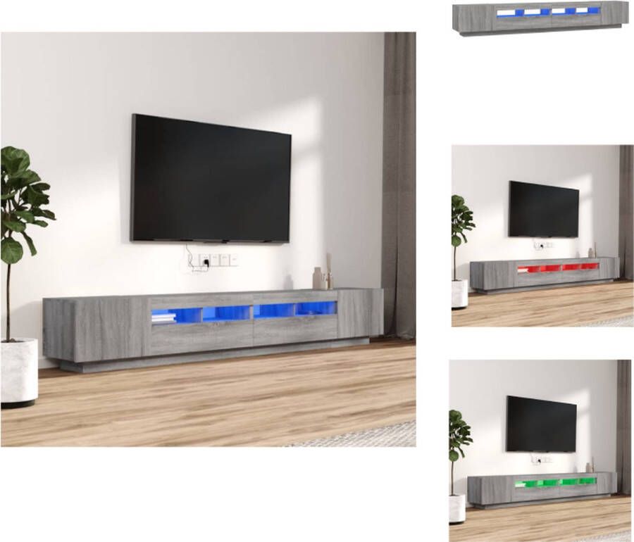 VidaXL TV-meubel LED-verlichting Grijs Sonoma Eiken 100 80x35x40cm USB-aansluiting Kast
