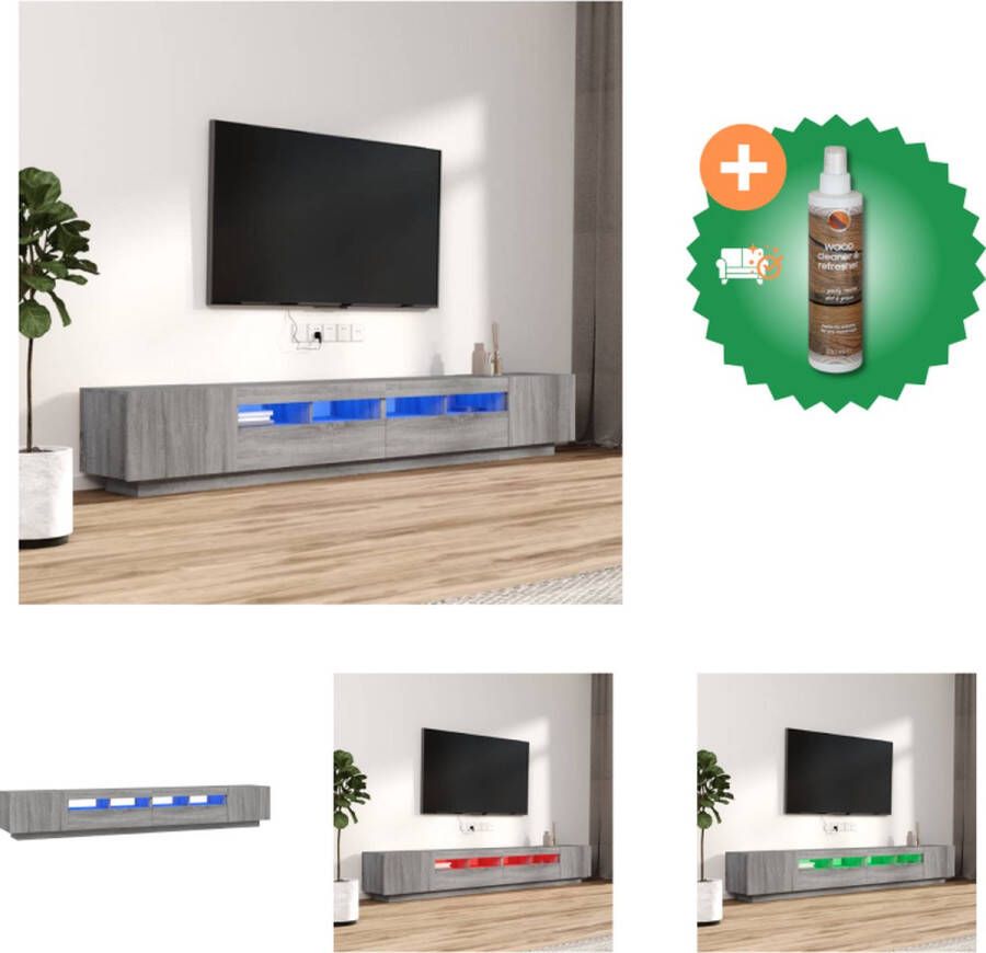 VidaXL TV-meubel LED-verlichting Grijs Sonoma Eiken 100 80x35x40cm USB-aansluiting Kast Inclusief Houtreiniger en verfrisser