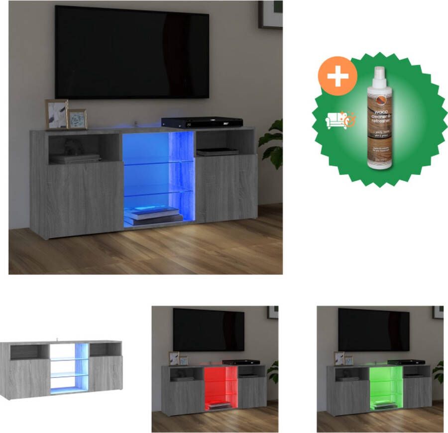 VidaXL TV-meubel LED-verlichting Grijs Sonoma Eiken 120x30x50cm Kast Inclusief Houtreiniger en verfrisser