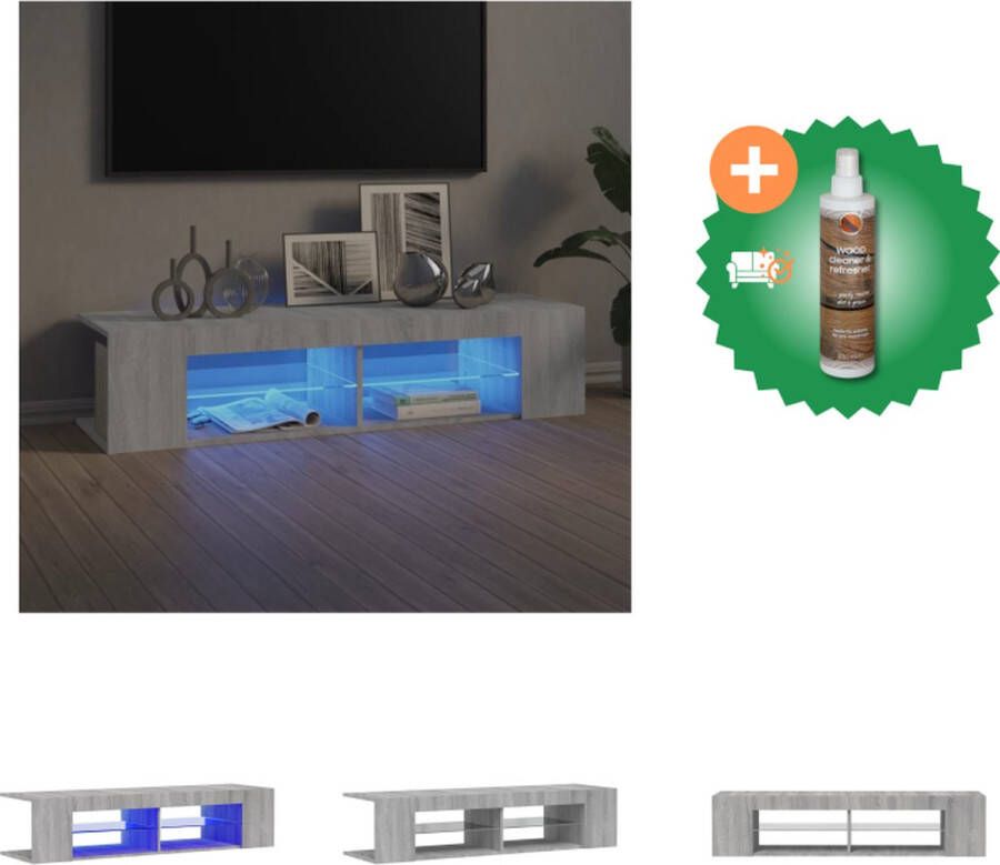 VidaXL Tv-meubel met LED-verlichting 135x39x30 cm grijs sonoma eiken Kast Inclusief Houtreiniger en verfrisser