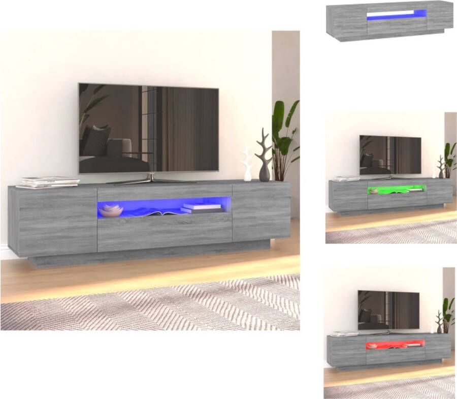 vidaXL TV-meubel LED-verlichting Grijs Sonoma Eiken 160 x 35 x 40 cm Kast