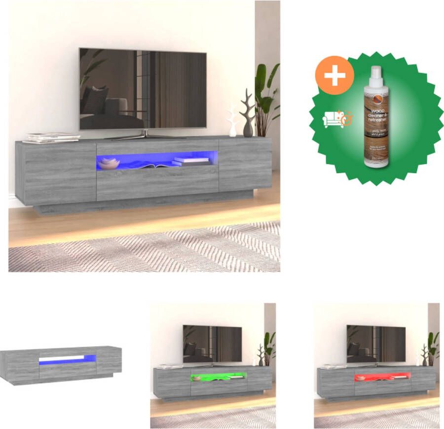VidaXL Tv-meubel met LED-verlichting 160x35x40 cm grijs sonoma eiken Kast Inclusief Houtreiniger en verfrisser