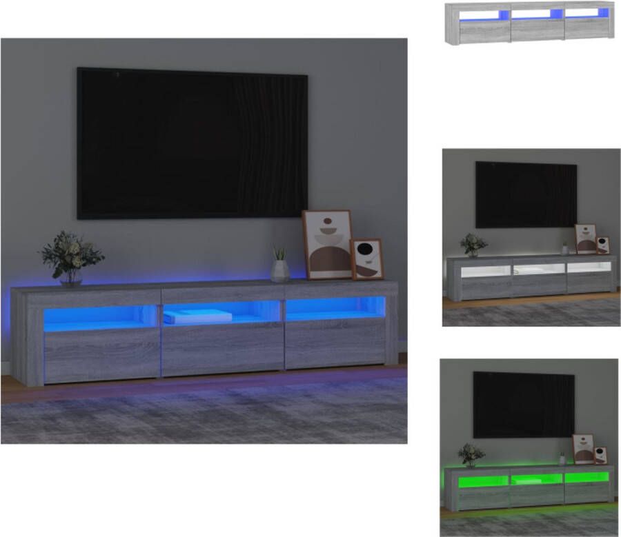 VidaXL Tv-meubel LED-verlichting Grijs sonoma eiken 180 x 35 x 40 cm Kast