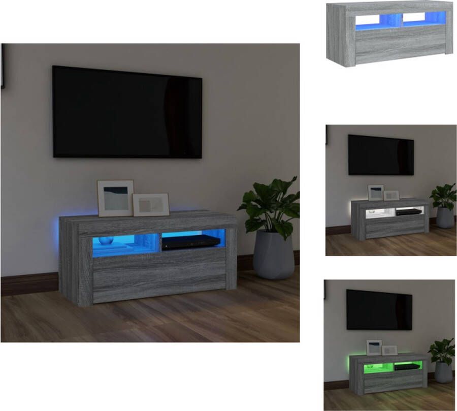 VidaXL TV-meubel LED-verlichting grijs sonoma eiken 90x35x40 cm Kast