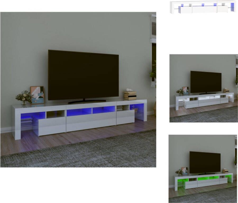 VidaXL TV-meubel LED-verlichting Hoogglans wit 230 x 36.5 x 40 cm Bewerkt hout Kast