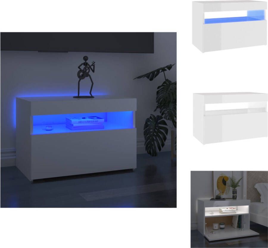 VidaXL TV-meubel LED-verlichting hoogglans wit bewerkt hout 60x35x40cm Kast