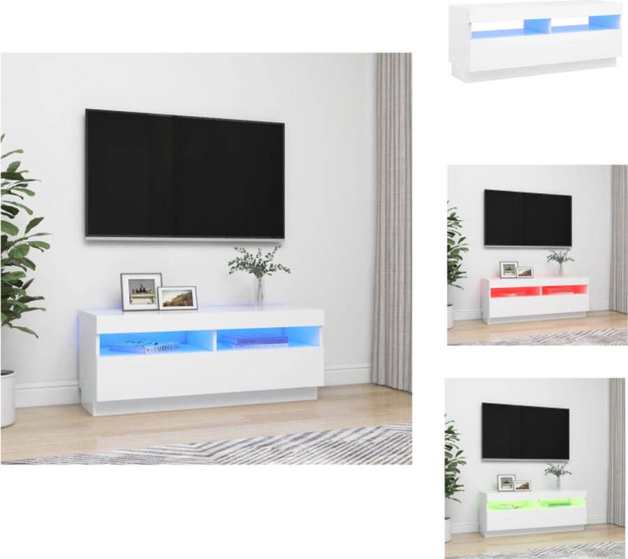 VidaXL TV-meubel LED-verlichting Hout 100x35x40 cm Wit Kast