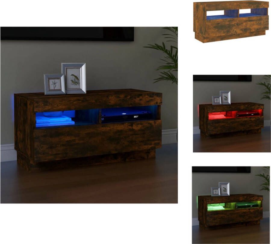 VidaXL TV-meubel LED-verlichting Hout 80 x 35 x 40 cm Gerookt eiken Kast