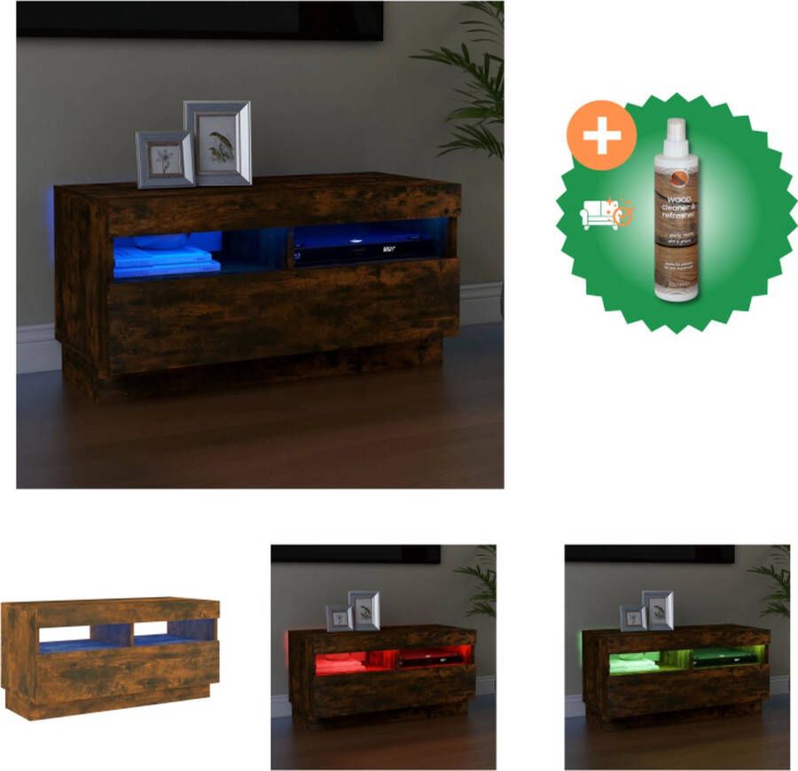 VidaXL Tv-meubel met LED-verlichting 80x35x40 cm gerookt eikenkleurig Kast Inclusief Houtreiniger en verfrisser