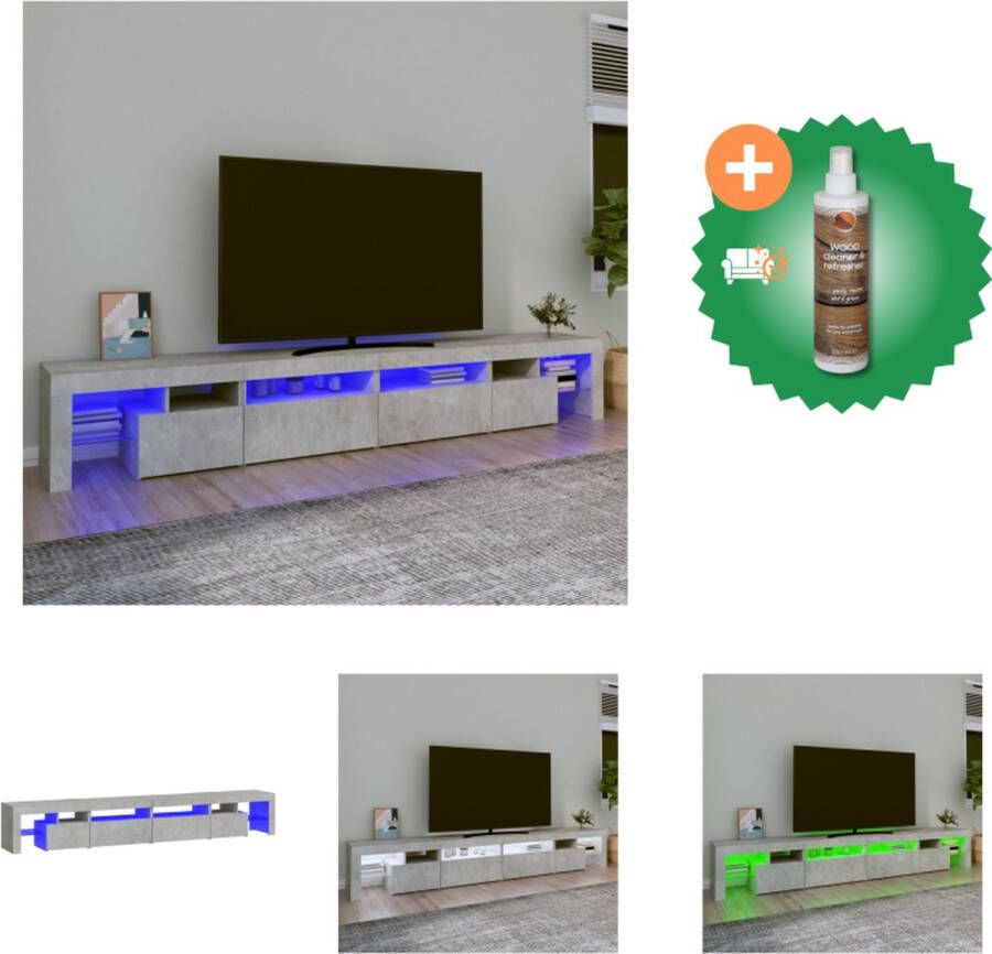VidaXL TV-meubel LED-verlichting Kleur- betongrijs Materiaal- bewerkt hout Afmetingen- 260 x 36.5 x 40 cm Kast Inclusief Houtreiniger en verfrisser