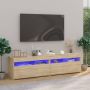 VidaXL tv-meubel LED-verlichting moderne stijl voldoende opbergruimte sonoma eiken bewerkt hout 75x35x40 cm Kast - Thumbnail 2