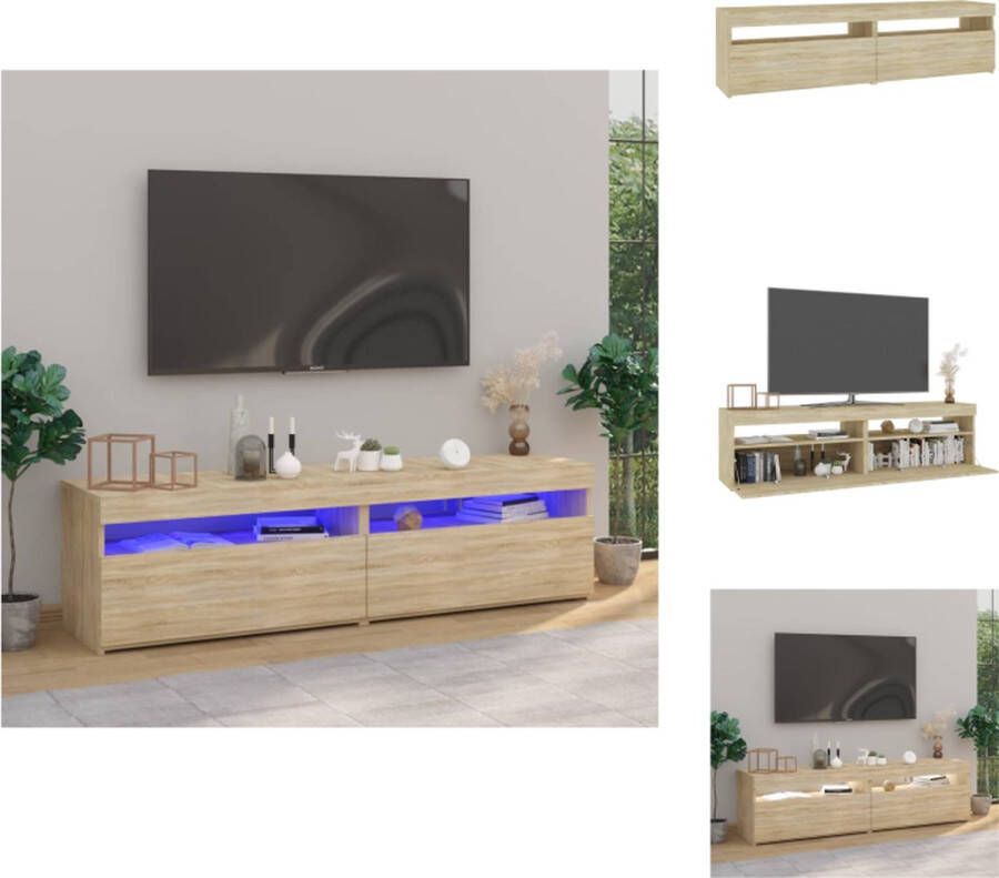 vidaXL tv-meubel LED-verlichting moderne stijl voldoende opbergruimte sonoma eiken bewerkt hout 75x35x40 cm Kast