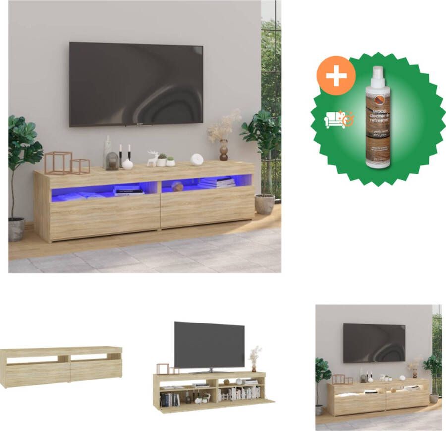VidaXL tv-meubel LED-verlichting moderne stijl voldoende opbergruimte sonoma eiken bewerkt hout 75x35x40 cm Kast Inclusief Houtreiniger en verfrisser