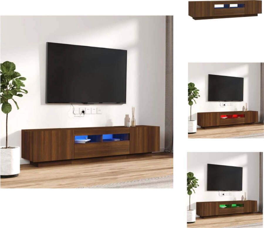 VidaXL TV-meubel LED-verlichting Praktisch materiaal Afmetingen- 100 80 x 35 x 40 cm Kleur- bruineiken Kast