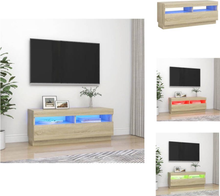 VidaXL Tv-kast Tv-kasten Televisiekast Televisiekasten Tv-meubel met LED-verlichting 100x35x40 cm sonoma eikenkleurig