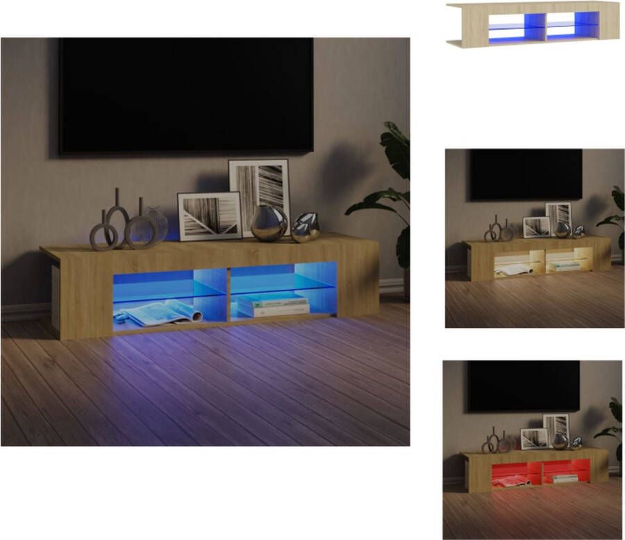 VidaXL Tv-kast Tv-kasten Televisiekast Televisiekasten Tv-meubel met LED-verlichting 135x39x30 cm sonoma eikenkleurig - Foto 2