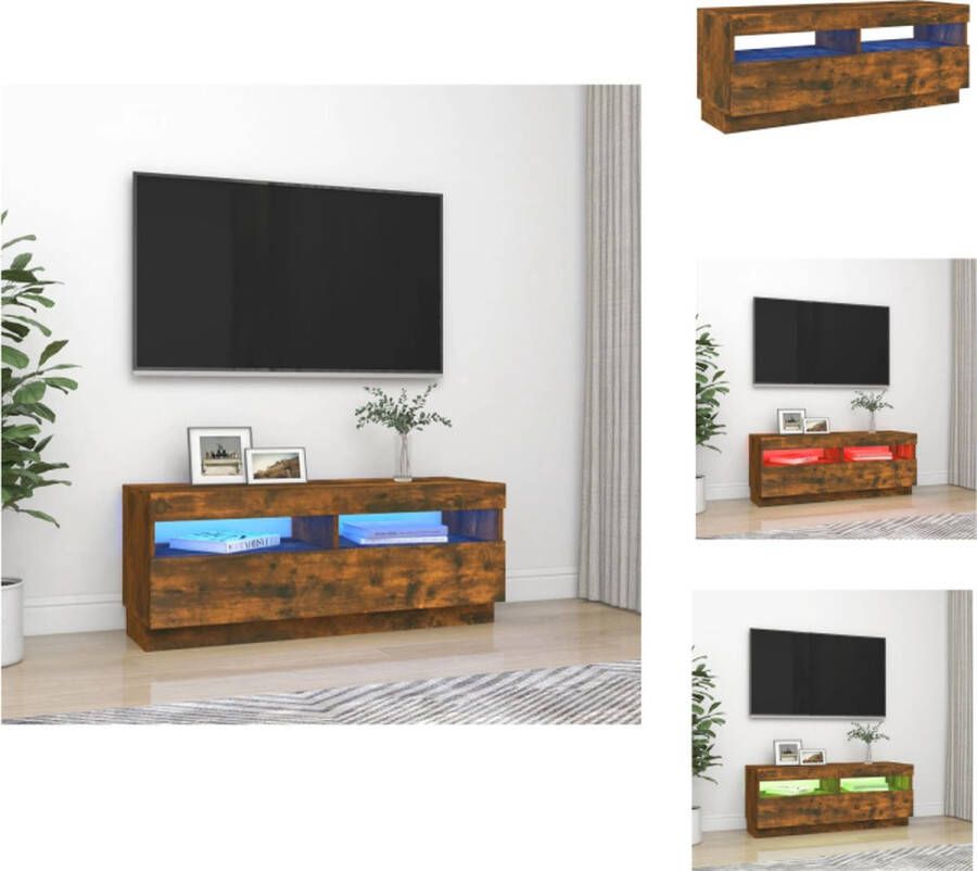 VidaXL Tv-kast Tv-kasten Tv-meubel Hifi-meubel Tv-meubel met LED-verlichting 100x35x40 cm gerookt eikenkleurig - Foto 2