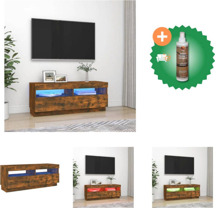 VidaXL Tv-meubel met LED-verlichting 100x35x40 cm gerookt eikenkleurig Kast Inclusief Houtreiniger en verfrisser