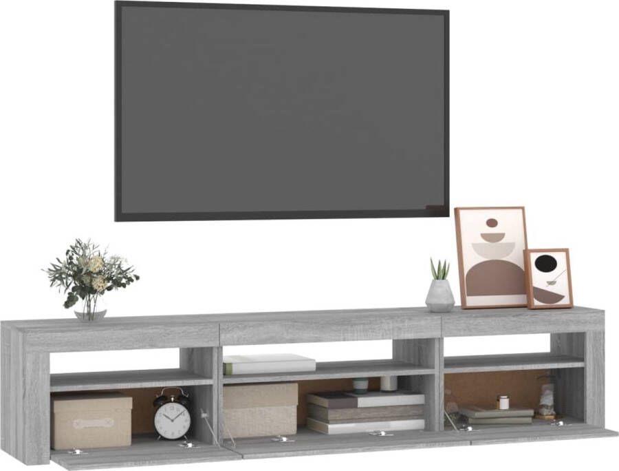 vidaXL TV-meubel LED-verlichting TV-meubel Afmetingen- 195 x 35 x 40 cm Kleur- grijs sonoma eiken Materiaal- bewerkt hout