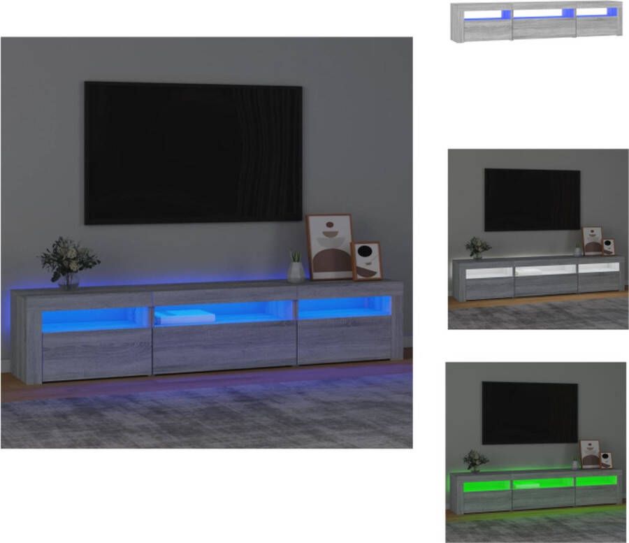 vidaXL TV-meubel LED-verlichting TV-meubel Afmetingen- 195 x 35 x 40 cm Kleur- grijs sonoma eiken Materiaal- bewerkt hout Kast