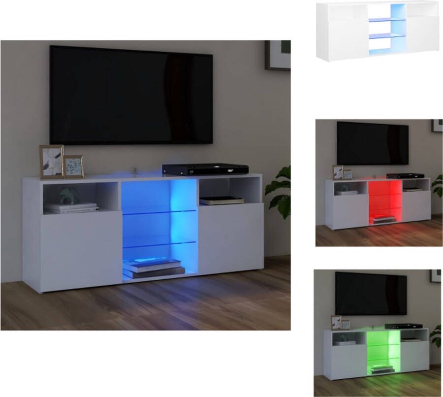 vidaXL Tv-meubel LED-verlichting Wit 120 x 30 x 50 cm Bewerkt hout en gehard glas Kast