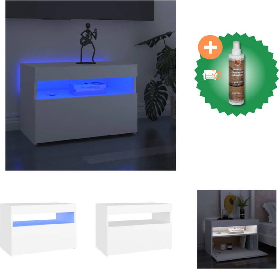 VidaXL TV-meubel Hifi-kast Zwart 60 x 35 x 40 cm Met RGB LED-verlichting Kast Inclusief Houtreiniger en verfrisser