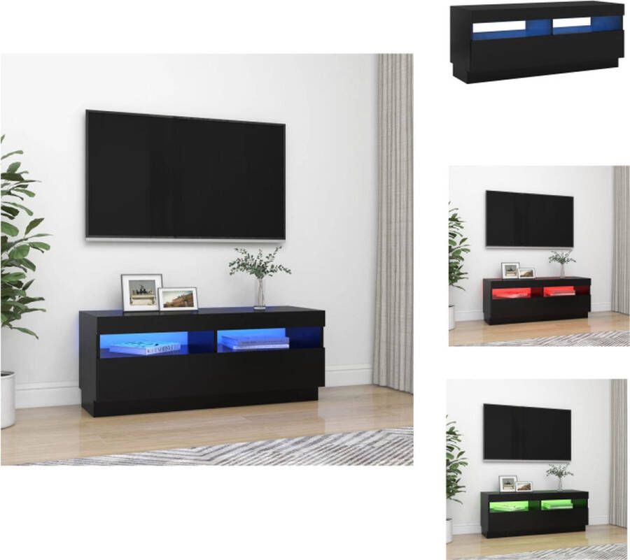 vidaXL TV-meubel LED-verlichting Zwart Bewerkt hout 100x35x40 cm USB-aansluiting Kast