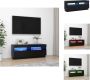 VidaXL TV-meubel LED-verlichting Zwart Bewerkt hout 100x35x40 cm USB-aansluiting Kast - Thumbnail 2