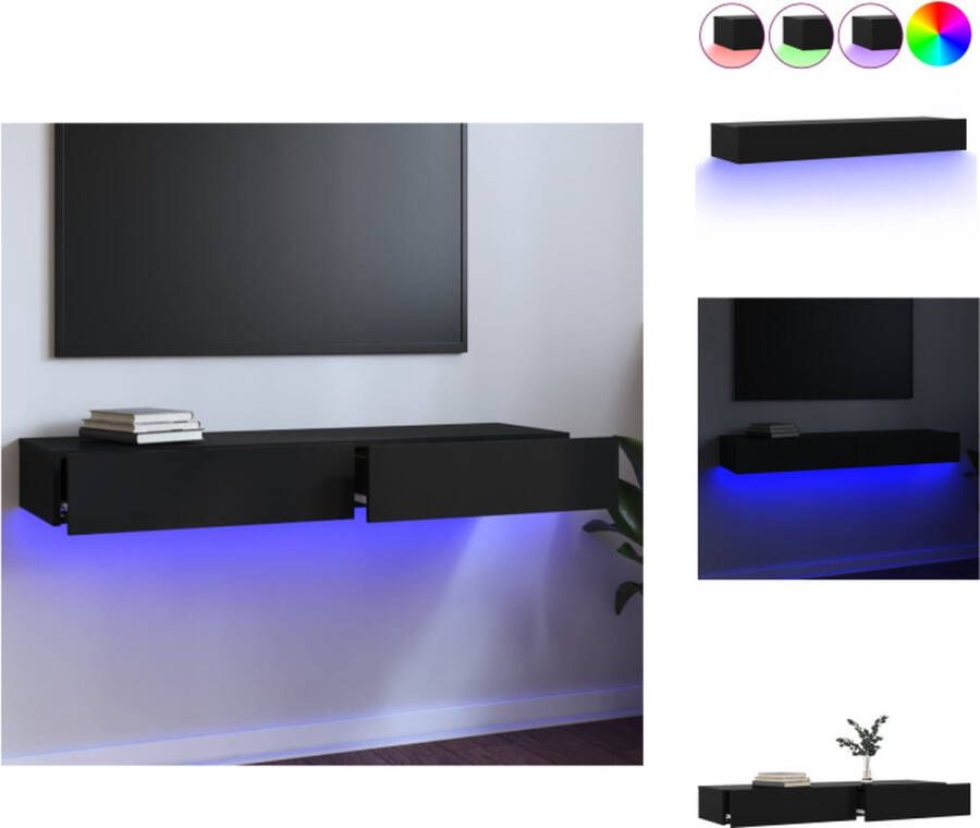 vidaXL TV-meubel LED-verlichting Zwart bewerkt hout 120 x 35 x 15.5 cm Kast