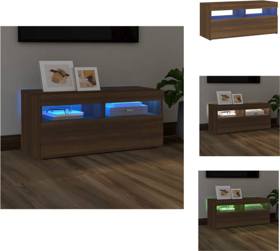 VidaXL Tv-kast Tv-kasten Tv-meubel Hifi-meubel Tv-meubel met LED-verlichting 90x35x40 cm bruineikenkleurig