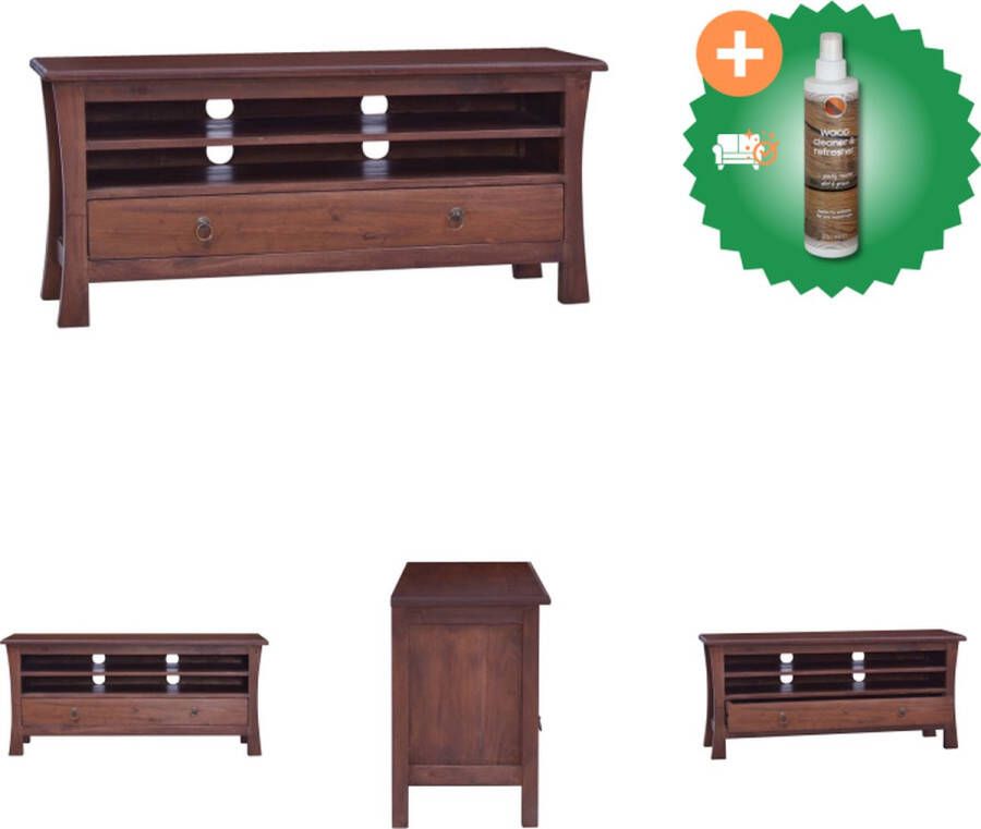 VidaXL Tv-meubel 100x30x45 cm massief mahoniehout klassiek bruin Kast Inclusief Houtreiniger en verfrisser
