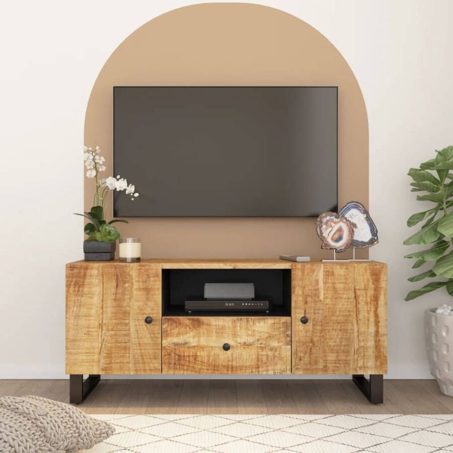 VidaXL Tv-meubel Tv-meubelen Tv-standaard Televisiemeubel Tv-meubel 105x33 5x46 cm massief mangohout en bewerkt hout - Foto 2