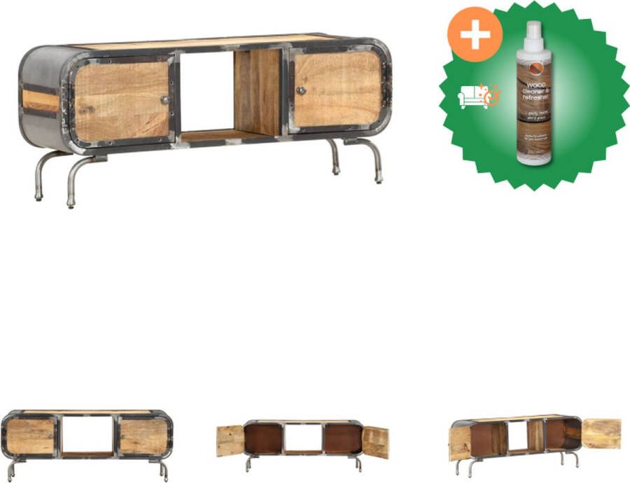 VidaXL TV-meubel Mangohout 110 x 30 x 42 cm Industriële stijl Kast Inclusief Houtreiniger en verfrisser