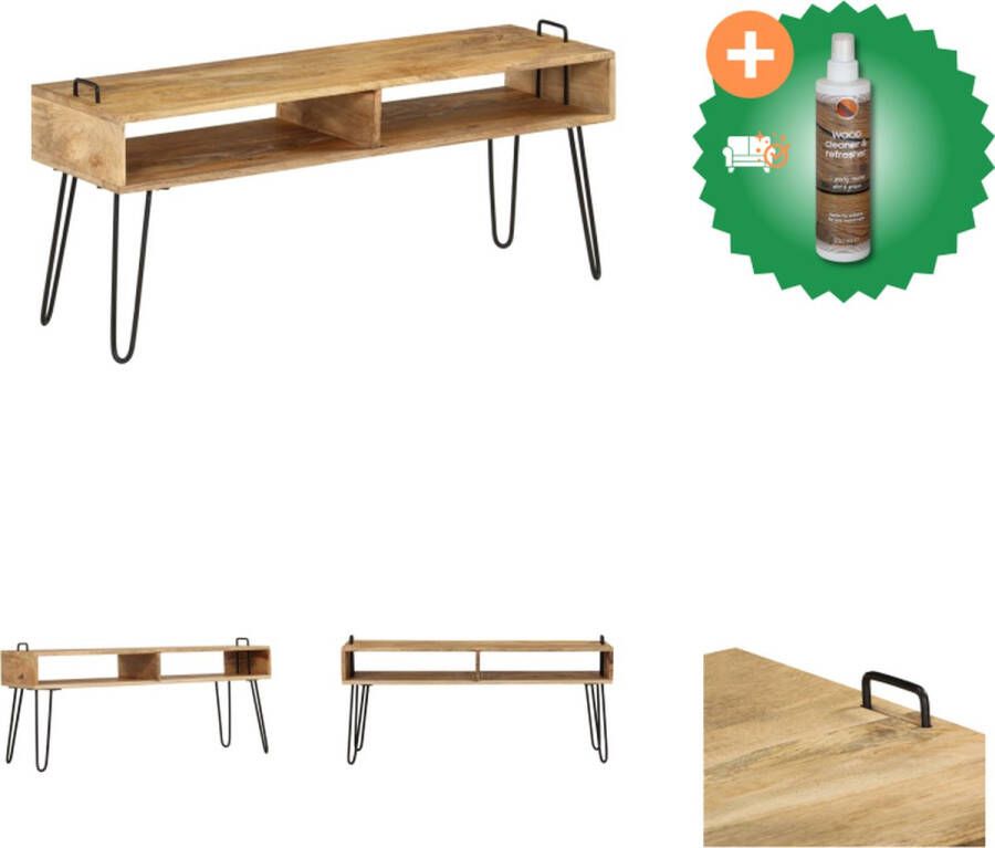 VidaXL TV-meubel Mangohout 110x35x45 cm Met opbergruimte Kast Inclusief Houtreiniger en verfrisser