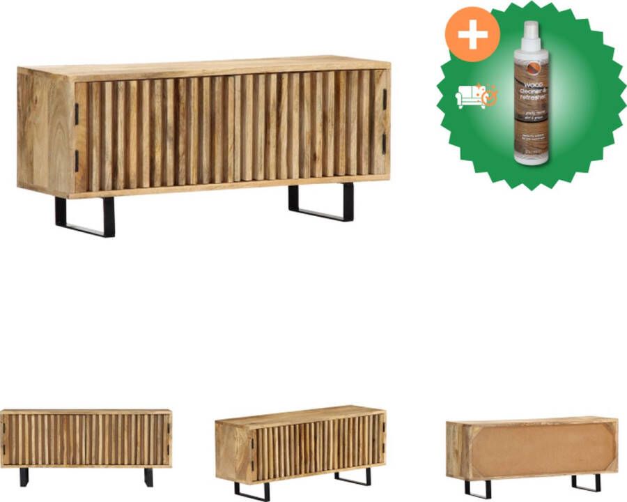 VidaXL Industriële TV-kast 90 x 30 x 40 cm Massief mangohout en gepoedercoat ijzer Kast Inclusief Houtreiniger en verfrisser