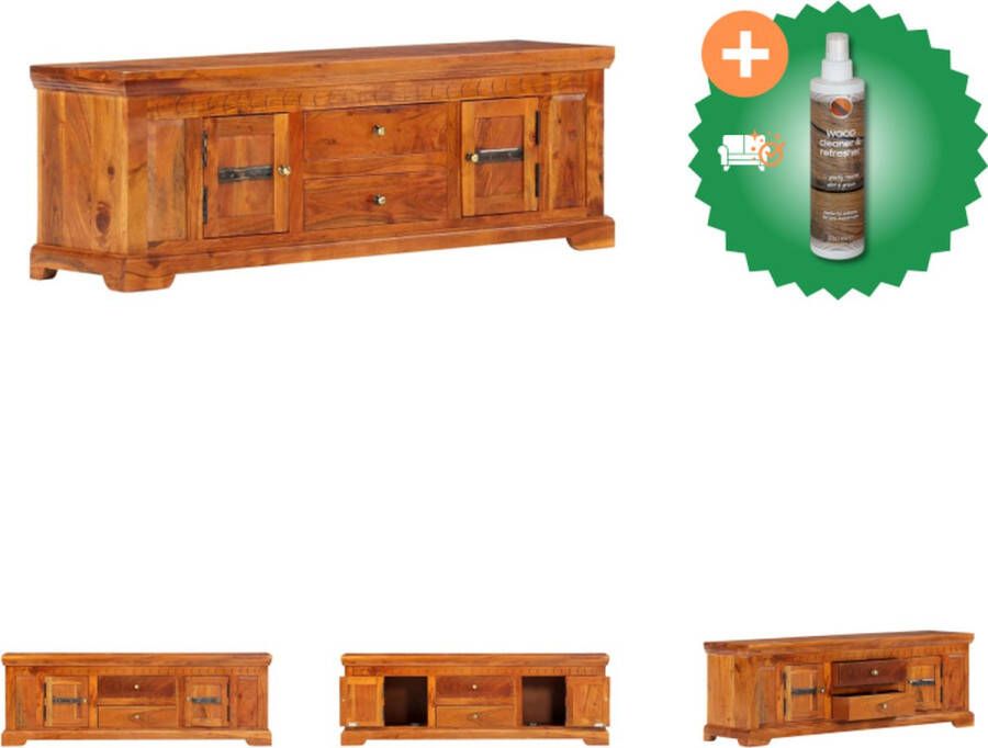 VidaXL TV-meubel Massief acaciahout 119 x 30 x 40 cm Honingkleurige afwerking Kast Inclusief Houtreiniger en verfrisser
