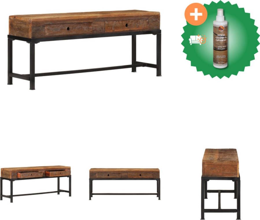VidaXL Tv-meubel Massief gerecycled hout 2 lades 110x30x46 cm IJzer Montage vereist Kast Inclusief Houtreiniger en verfrisser