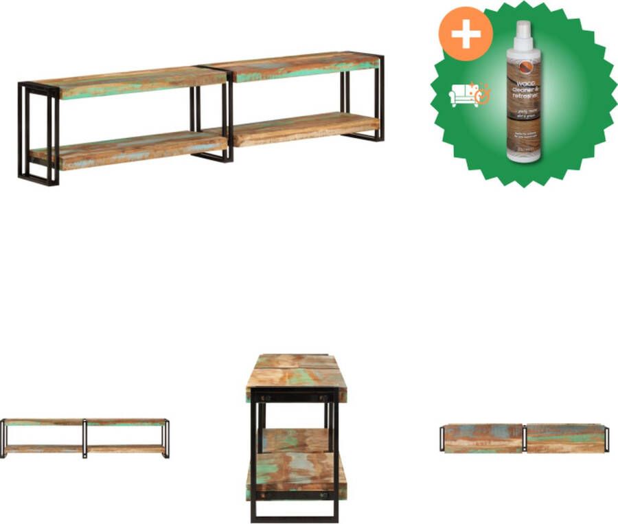 VidaXL TV-meubel massief gerecycled hout metalen frame 180 x 30 x 40 cm Kast Inclusief Houtreiniger en verfrisser