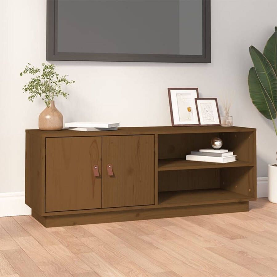 VidaXL Tv-kast Tv-kasten Tv-meubel Hifi-meubel Tv-meubel 105x34x40 cm massief grenenhout honingbruin - Foto 3