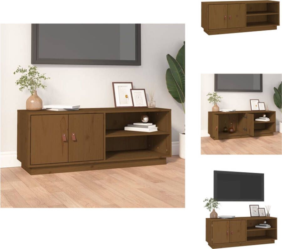 VidaXL Tv-kast Tv-kasten Tv-meubel Hifi-meubel Tv-meubel 105x34x40 cm massief grenenhout honingbruin - Foto 2