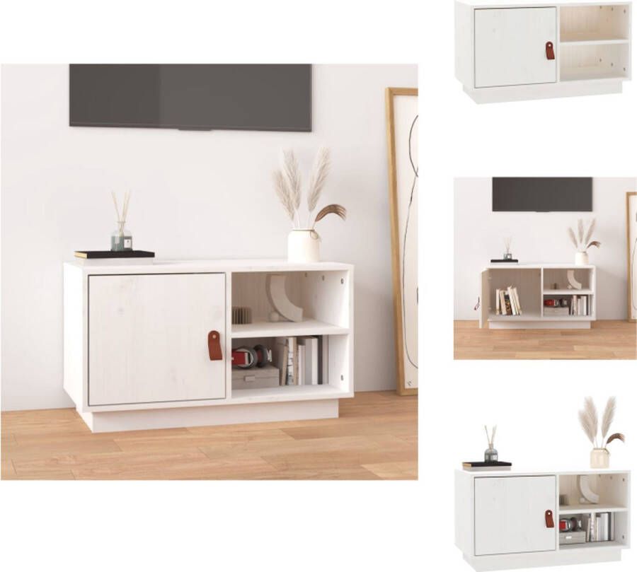 VidaXL Tv-kast Tv-kasten Tv-meubel Hifi-meubel Tv-meubel 70x34x40 cm massief grenenhout wit - Foto 2