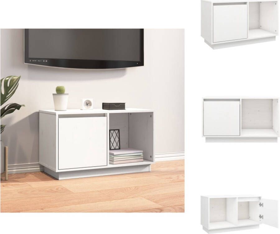 VidaXL Tv-kast Tv-kasten Tv-meubel Hifi-meubel Tv-meubel 74x35x44 cm massief grenenhout wit - Foto 2