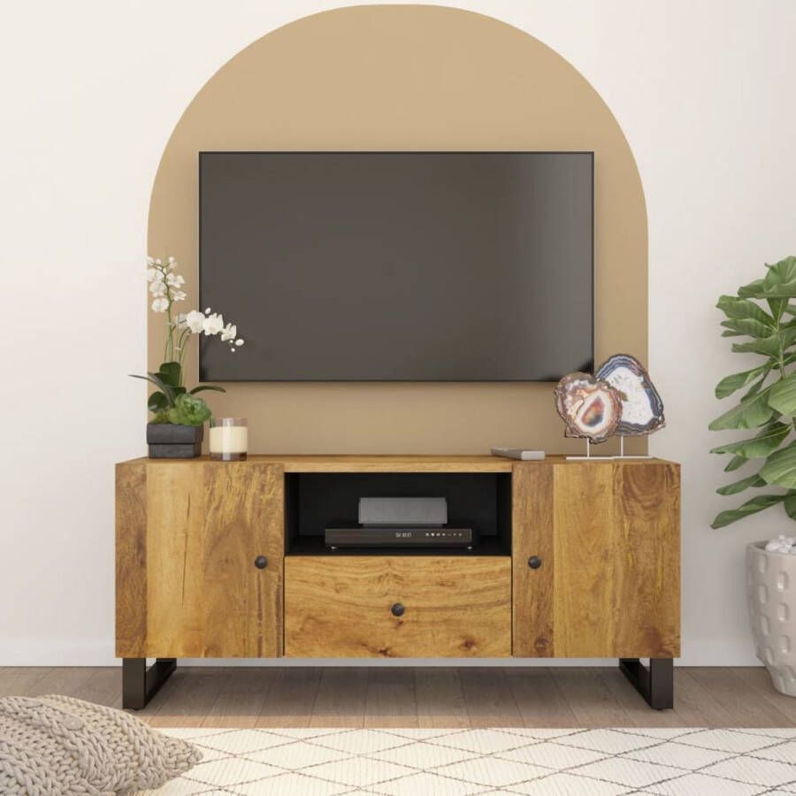 VidaXL Tv-meubel Tv-meubelen Tv-standaard Televisiemeubel Tv-meubel 105x33-5x46 cm massief mangohout en bewerkt hout - Foto 3