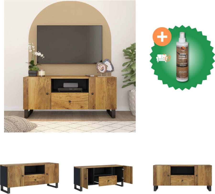 VidaXL TV Meubel Massief Mangohout 105 x 33.5 x 46 cm Stabiele poten Kast Inclusief Houtreiniger en verfrisser