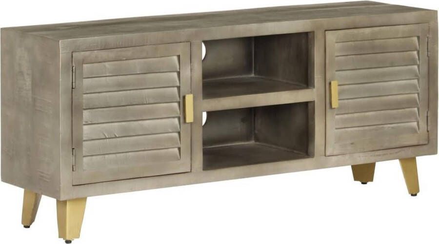 VidaXL Vintage Houten TV-Meubel 110x30x48 cm Massief Mangohout met Messing Coating