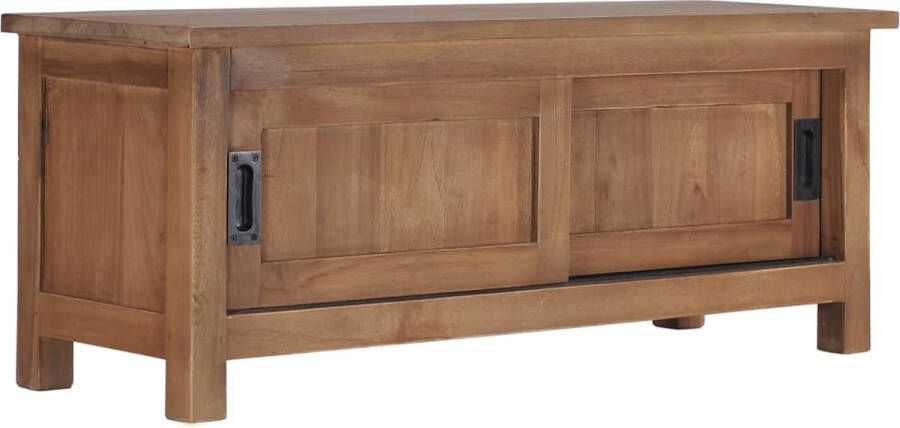 VidaXL TV-meubel Massief Teakhout Dressoir 90x30x35 cm Handgemaakt Natuurlijke afwerking Kast