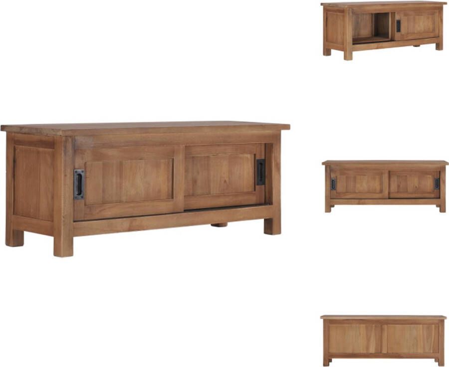 vidaXL TV-meubel Massief Teakhout Dressoir 90x30x35 cm Handgemaakt Natuurlijke afwerking Kast